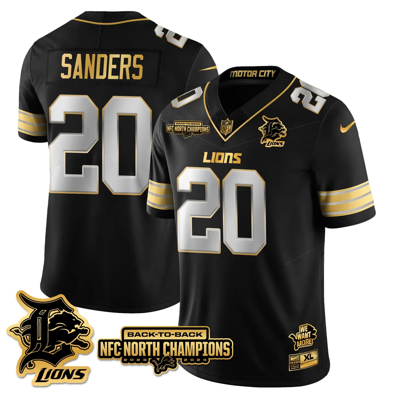 Jahmyr Gibbs Detroit Lions Nike 2024 NFC North Champions Stitched Jersey - Black - Image 77
