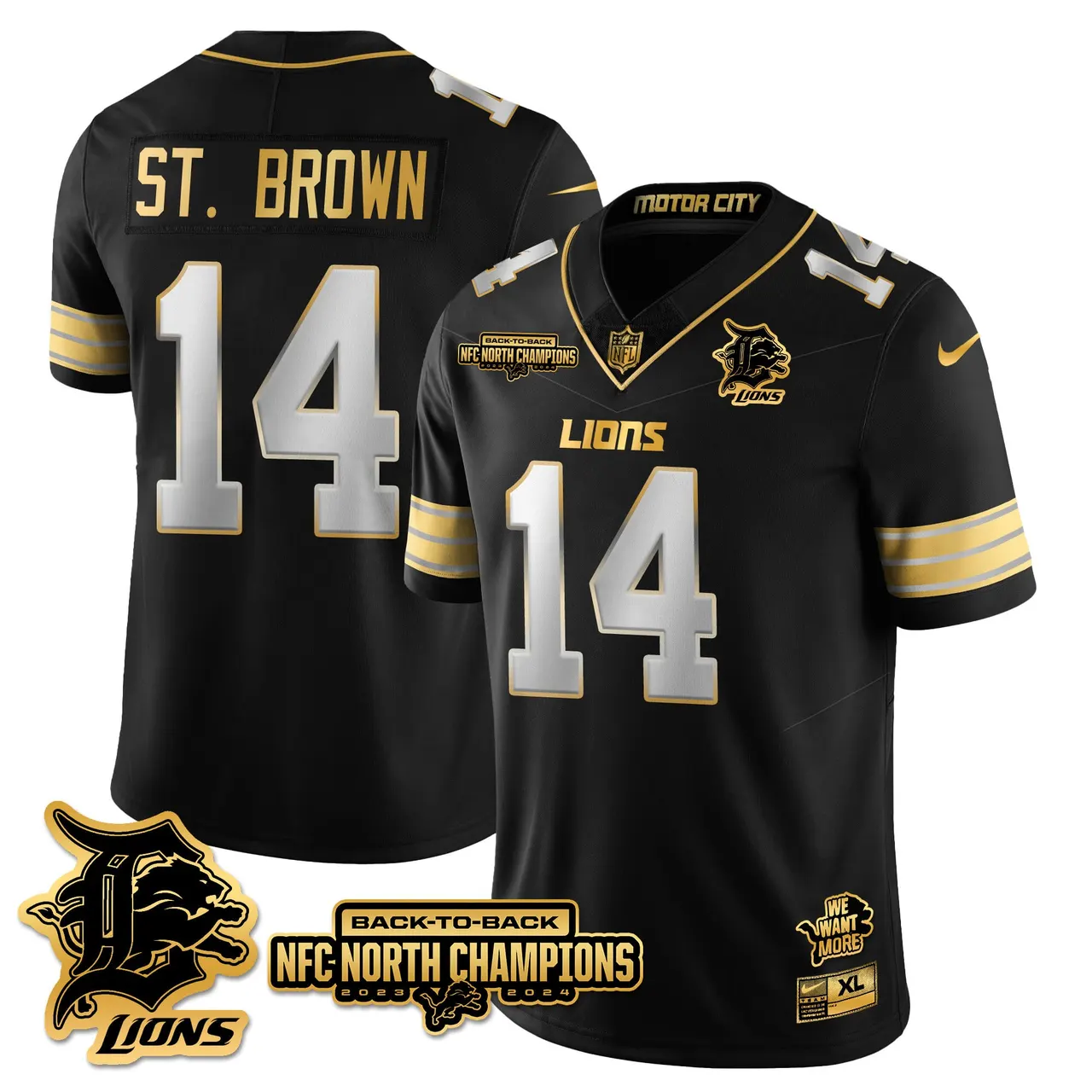 Jahmyr Gibbs Detroit Lions Nike 2024 NFC North Champions Stitched Jersey - Black - Image 80