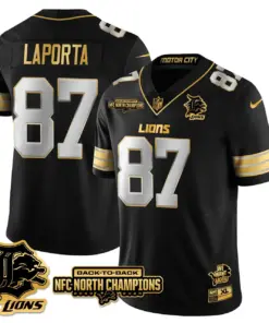 Jahmyr Gibbs Detroit Lions Nike 2024 NFC North Champions Stitched Jersey - Black - Image 78