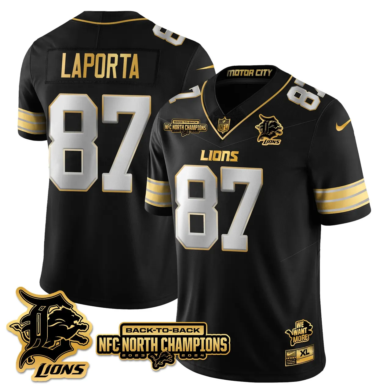 Jahmyr Gibbs Detroit Lions Nike 2024 NFC North Champions Stitched Jersey - Black - Image 78