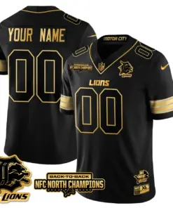 Detroit Lions Nike 2024 NFC North Champions Custom Stitched Jersey - Gray - Image 3
