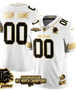 Detroit Lions Nike 2024 NFC North Champions Custom Stitched Jersey - Gray - Image 5
