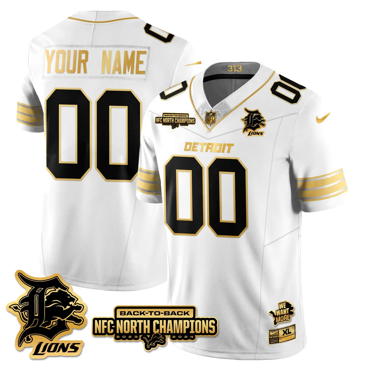Detroit Lions Nike 2024 NFC North Champions Custom Stitched Jersey - Gray - Image 5
