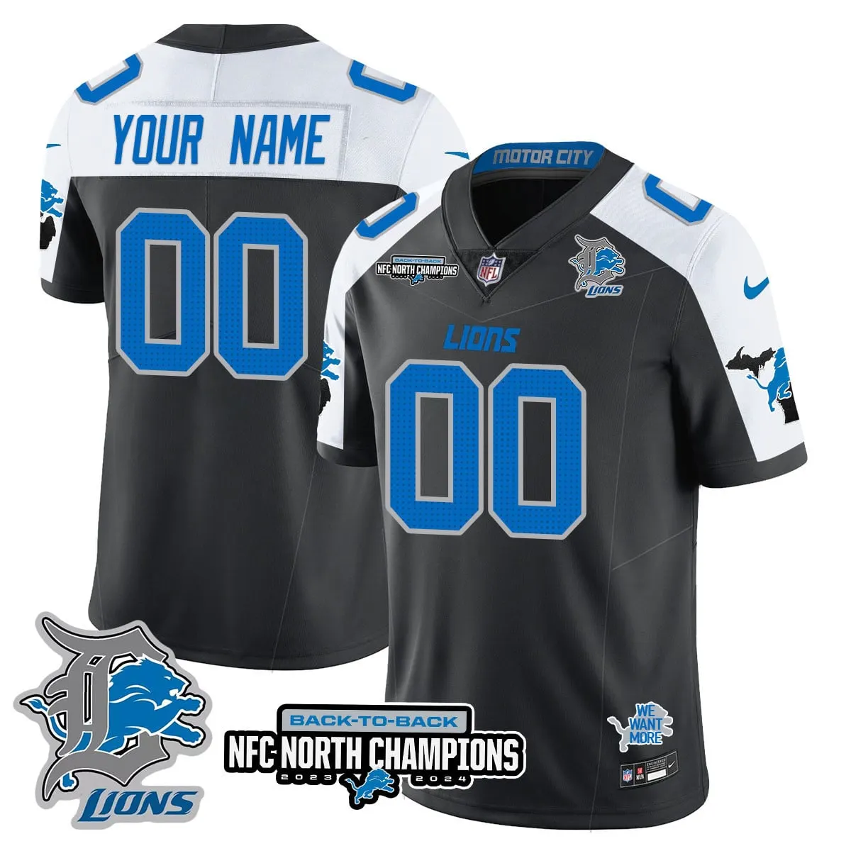 Detroit Lions Nike 2024 NFC North Champions Custom Stitched Jersey - Gray - Image 8