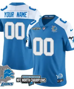 Detroit Lions Nike 2024 NFC North Champions Custom Stitched Jersey - Gray - Image 7