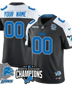 Detroit Lions Nike 2024 NFC North Champions Custom Stitched Jersey - Anthracite