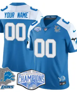 Detroit Lions Nike 2024 NFC North Champions Custom Stitched Jersey All Stitche - Royal Blue