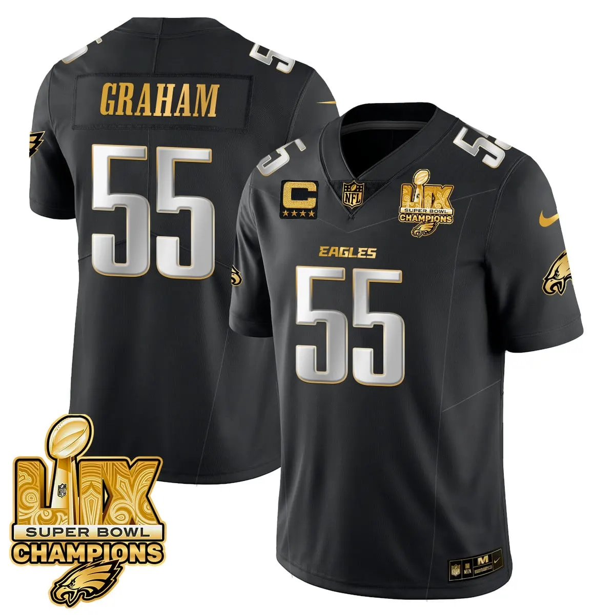 Philadelphia Eagles Nike Super Bowl LIX Champions Vapor Limited Stitched Jersey - Anthracite - Image 3
