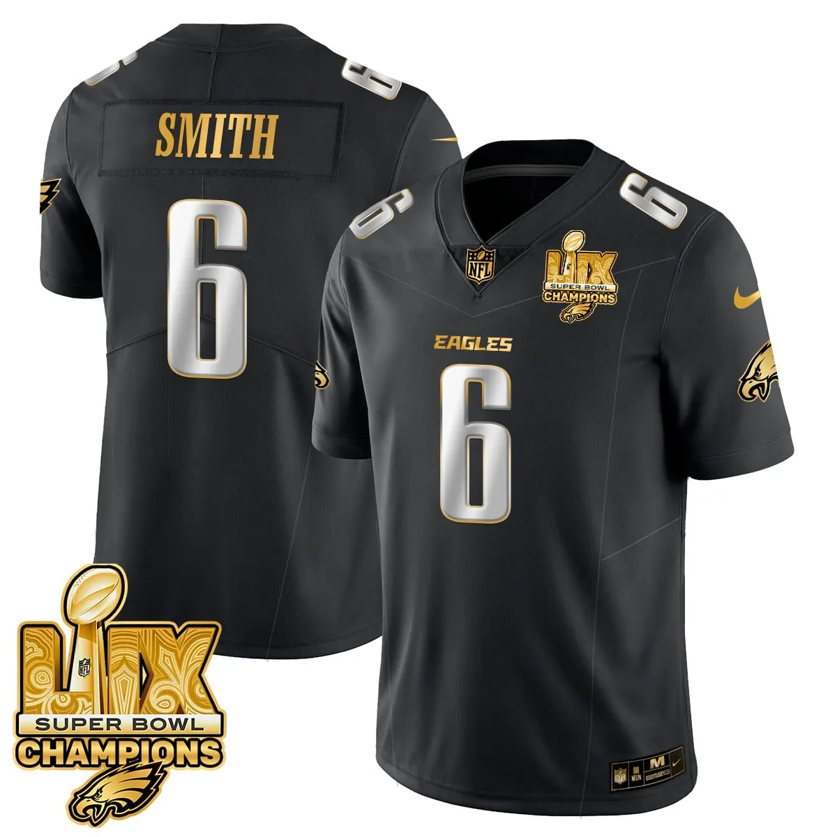 Philadelphia Eagles Nike Super Bowl LIX Champions Vapor Limited Stitched Jersey - Anthracite - Image 6