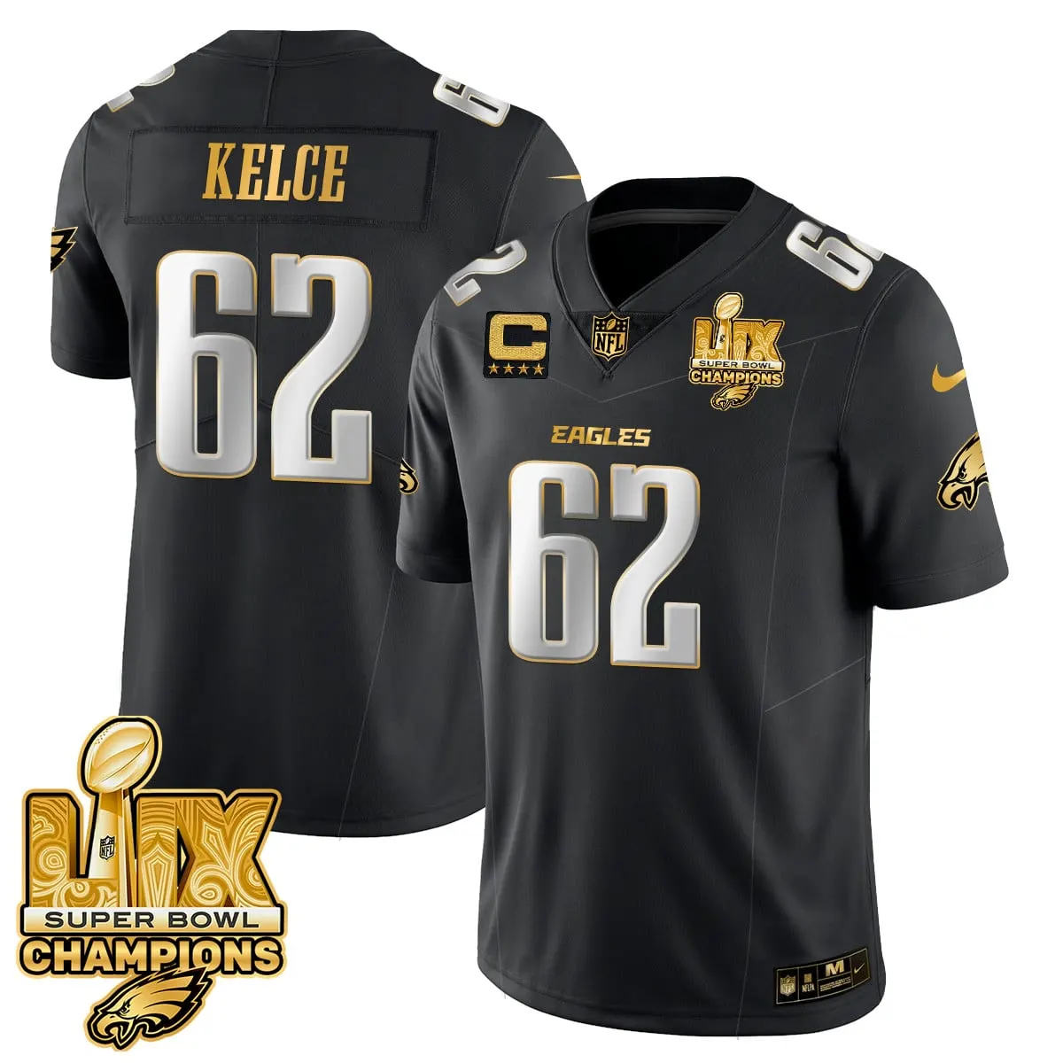 Philadelphia Eagles Nike Super Bowl LIX Champions Vapor Limited Stitched Jersey - Anthracite - Image 5