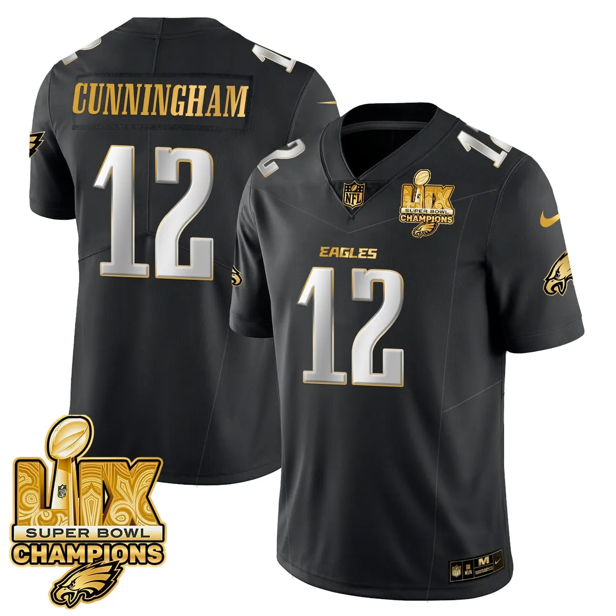 Philadelphia Eagles Nike Super Bowl LIX Champions Vapor Limited Stitched Jersey - Anthracite - Image 2