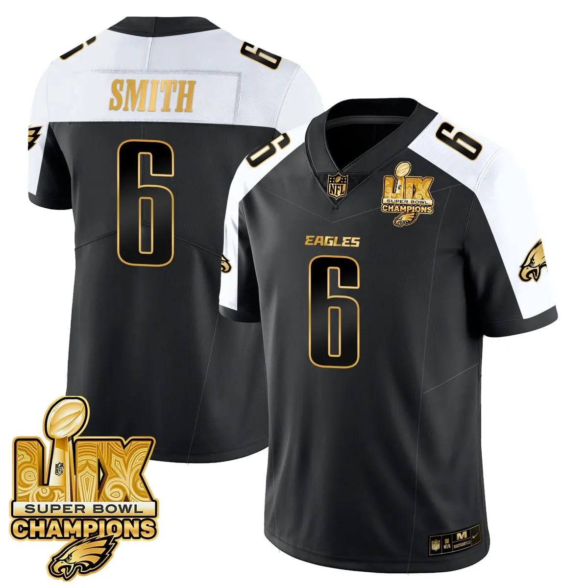 Philadelphia Eagles Nike Super Bowl LIX Champions Vapor Limited Stitched Jersey - Anthracite - Image 16