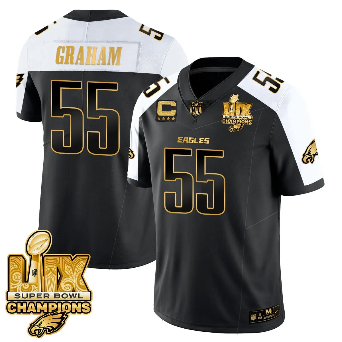 Philadelphia Eagles Nike Super Bowl LIX Champions Vapor Limited Stitched Jersey - Anthracite - Image 17