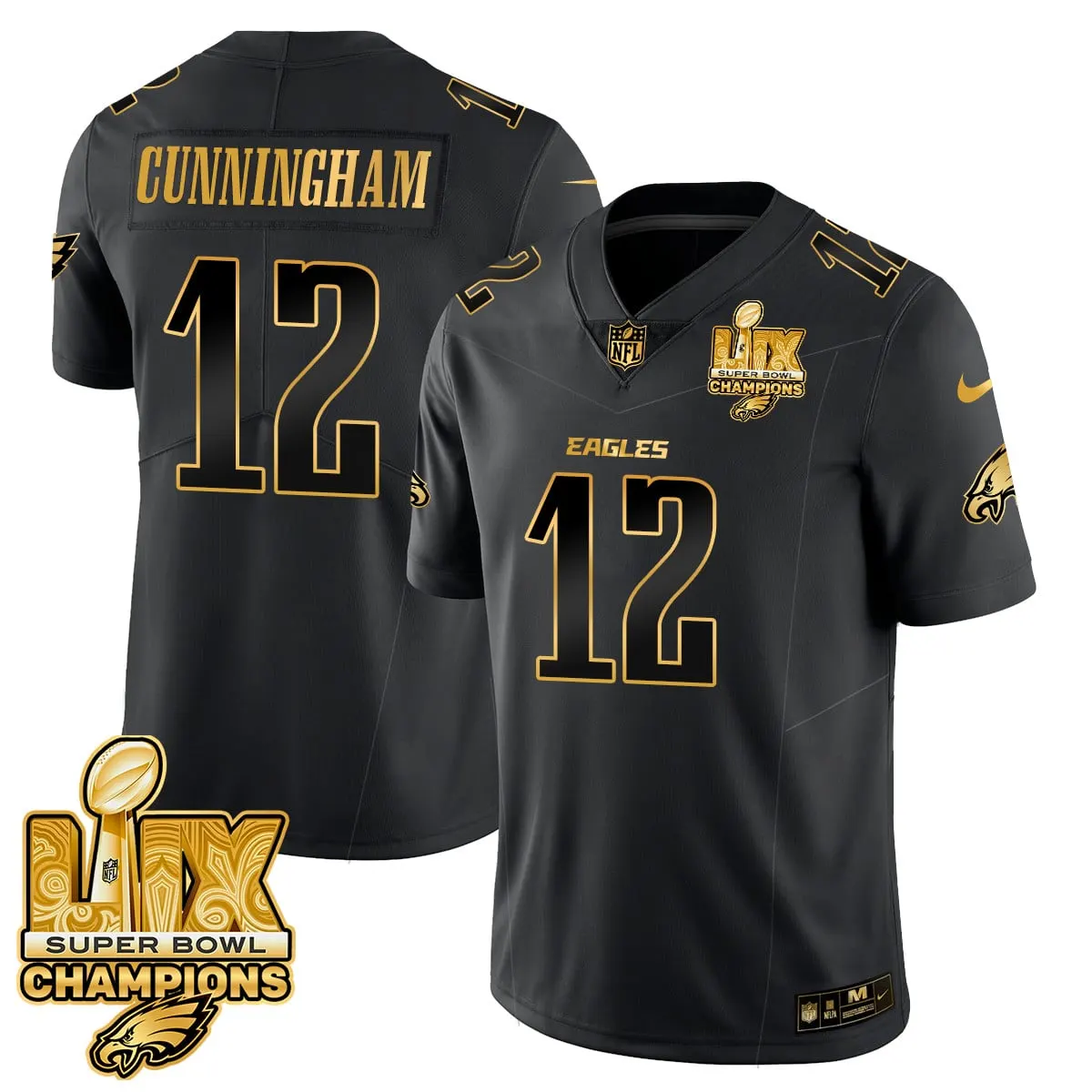 Philadelphia Eagles Nike Super Bowl LIX Champions Vapor Limited Stitched Jersey - Anthracite - Image 19