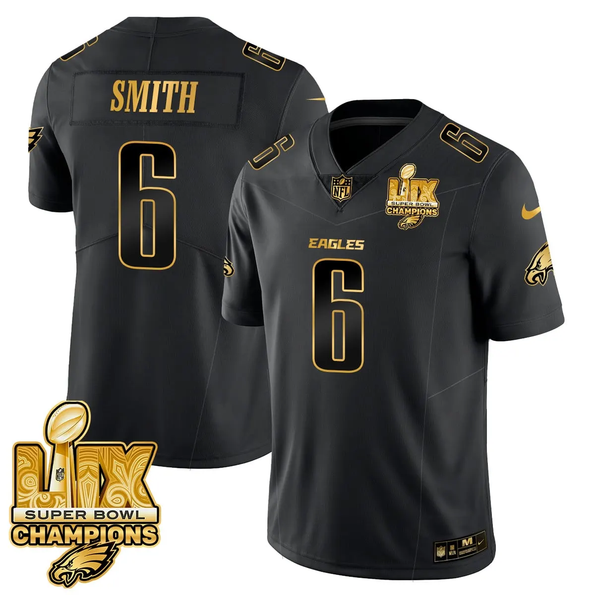 Philadelphia Eagles Nike Super Bowl LIX Champions Vapor Limited Stitched Jersey - Anthracite - Image 23