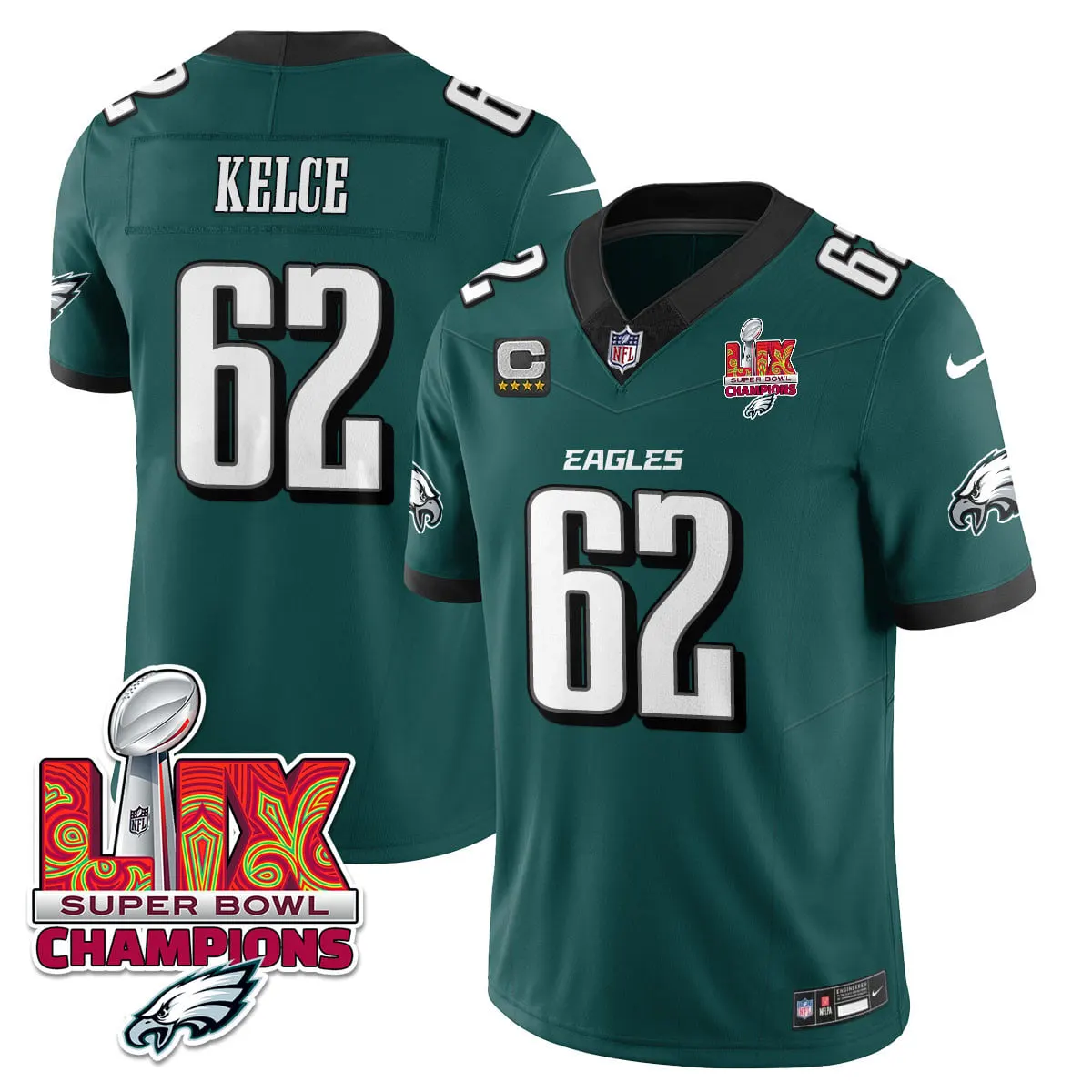 Philadelphia Eagles Nike Super Bowl LIX Champions Vapor Limited Stitched Jersey - Anthracite - Image 27