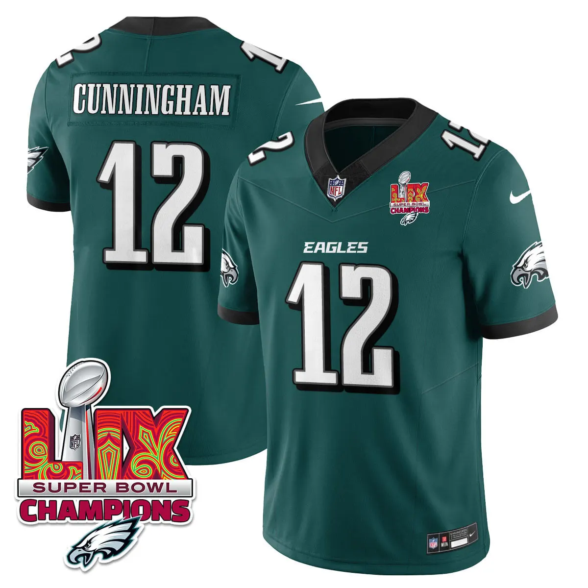 Philadelphia Eagles Nike Super Bowl LIX Champions Vapor Limited Stitched Jersey - Anthracite - Image 25