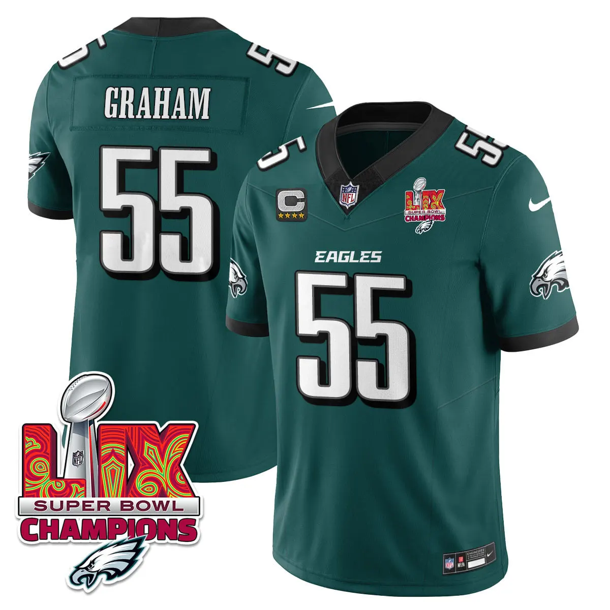 Philadelphia Eagles Nike Super Bowl LIX Champions Vapor Limited Stitched Jersey - Anthracite - Image 26