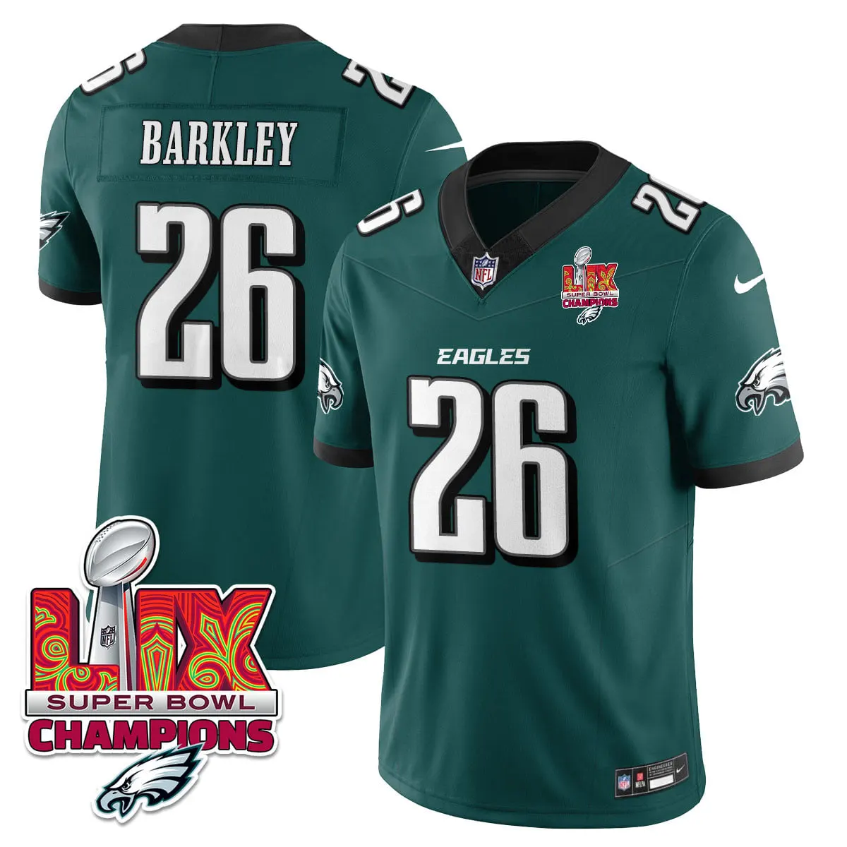 Philadelphia Eagles Nike Super Bowl LIX Champions Vapor Limited Stitched Jersey - Anthracite - Image 29
