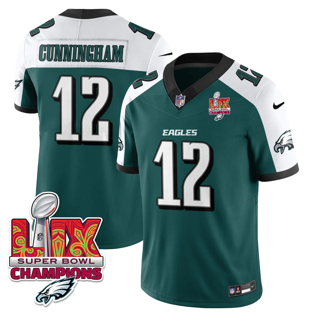 Philadelphia Eagles Nike Super Bowl LIX Champions Vapor Limited Stitched Jersey - Anthracite - Image 31