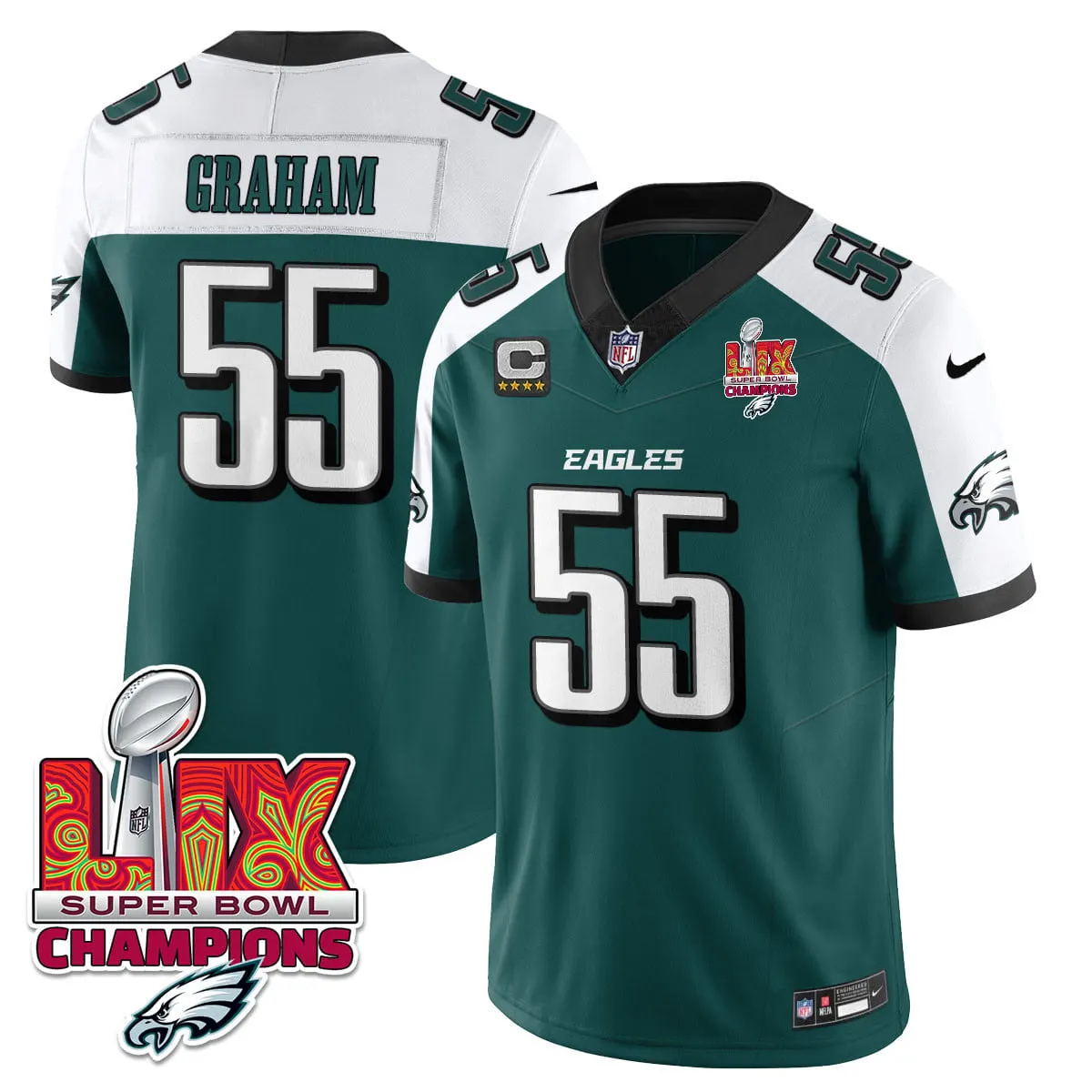Philadelphia Eagles Nike Super Bowl LIX Champions Vapor Limited Stitched Jersey - Anthracite - Image 33