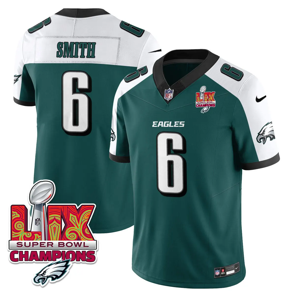 Philadelphia Eagles Nike Super Bowl LIX Champions Vapor Limited Stitched Jersey - Anthracite - Image 34