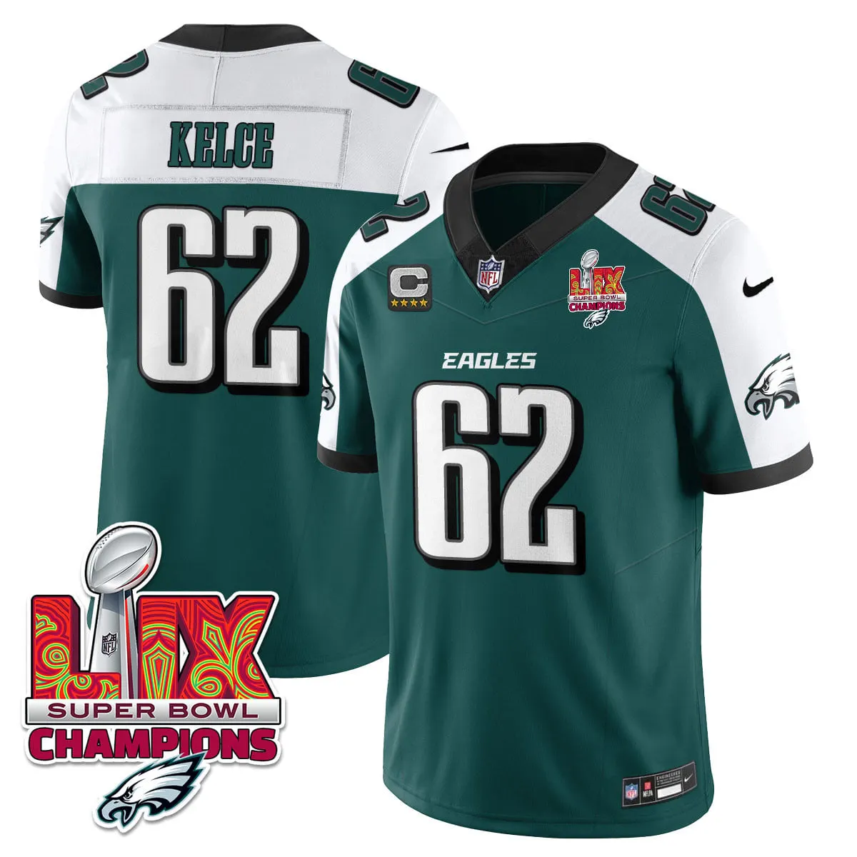Philadelphia Eagles Nike Super Bowl LIX Champions Vapor Limited Stitched Jersey - Anthracite - Image 32