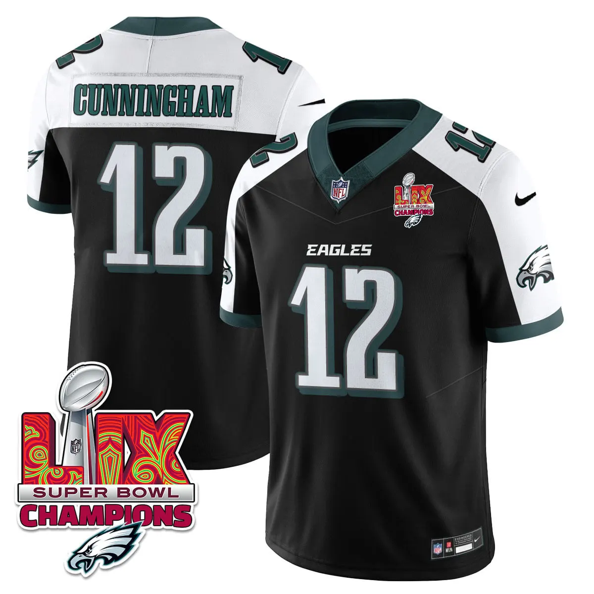 Philadelphia Eagles Nike Super Bowl LIX Champions Vapor Limited Stitched Jersey - Anthracite - Image 35