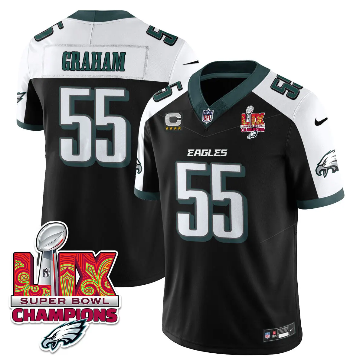 Philadelphia Eagles Nike Super Bowl LIX Champions Vapor Limited Stitched Jersey - Anthracite - Image 36