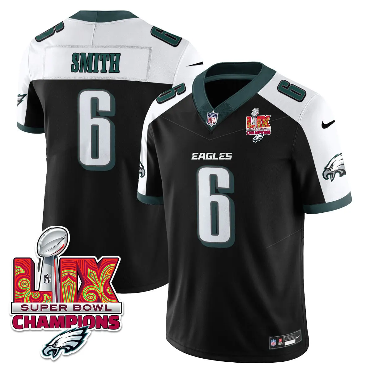 Philadelphia Eagles Nike Super Bowl LIX Champions Vapor Limited Stitched Jersey - Anthracite - Image 39