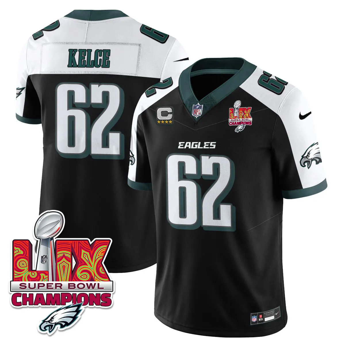 Philadelphia Eagles Nike Super Bowl LIX Champions Vapor Limited Stitched Jersey - Anthracite - Image 38
