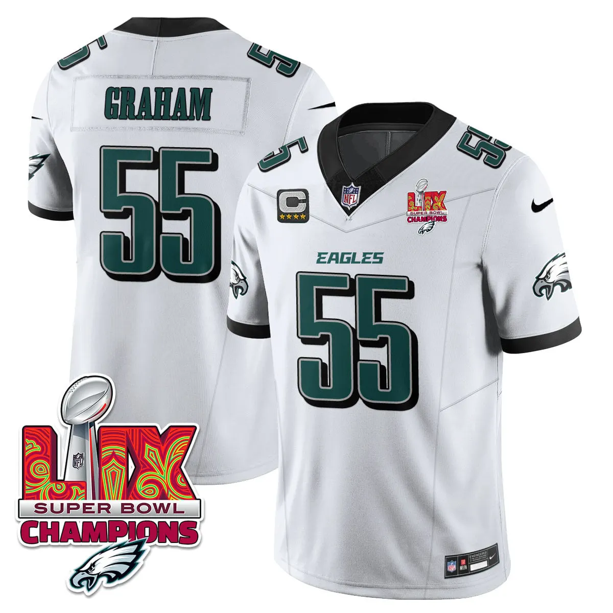 Philadelphia Eagles Nike Super Bowl LIX Champions Vapor Limited Stitched Jersey - Anthracite - Image 41