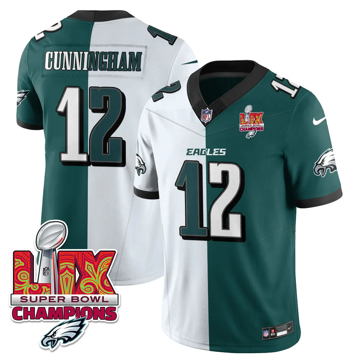 Philadelphia Eagles Nike Super Bowl LIX Champions Vapor Limited Stitched Jersey - Anthracite - Image 48