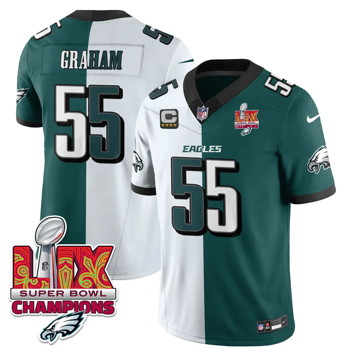 Philadelphia Eagles Nike Super Bowl LIX Champions Vapor Limited Stitched Jersey - Anthracite - Image 49
