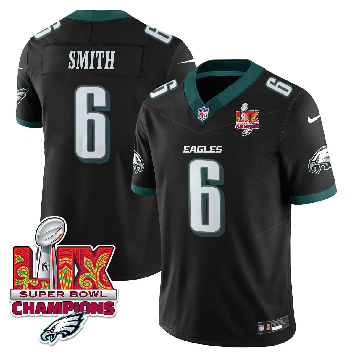 Philadelphia Eagles Nike Super Bowl LIX Champions Vapor Limited Stitched Jersey - Anthracite - Image 55