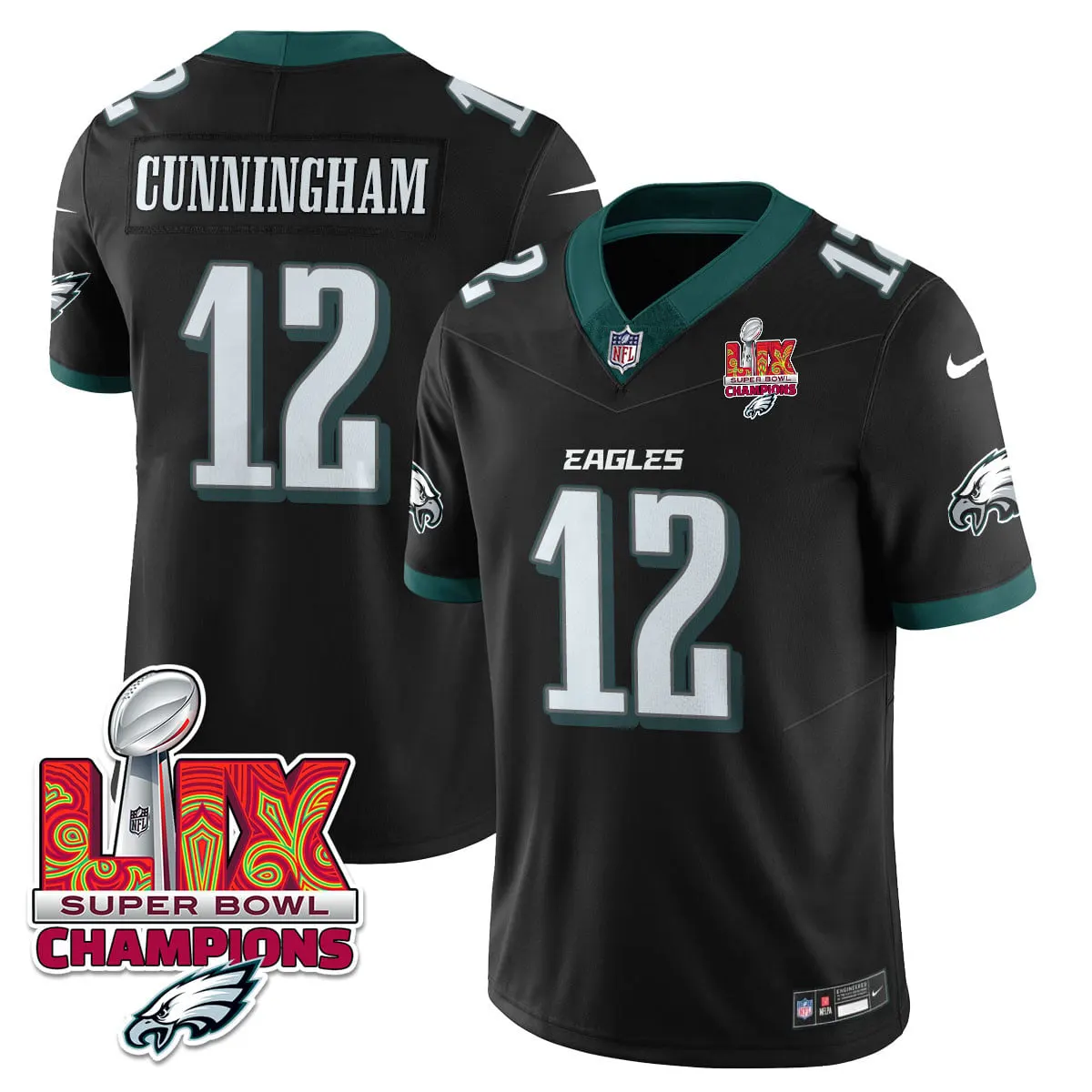 Philadelphia Eagles Nike Super Bowl LIX Champions Vapor Limited Stitched Jersey - Anthracite - Image 51