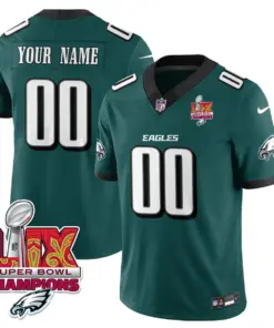 Alternative view of Philadelphia Eagles Nike Super Bowl LIX Champions Vapor Custom Limited Stitched Jersey - Black