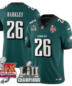 Saquon Barkley Philadelphia Eagles Nike LII-LIX Super Bowl Champions Vapor Limited Stitched Jersey LIX Jersey - Kelly Green