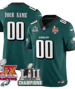 Philadelphia Eagles Nike LII-LIX Super Bowl Champions Vapor Custom Limited Stitched Jersey - LIX Limited Jersey All - Black - Image 3