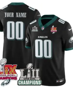 Alternative view of Philadelphia Eagles Nike LII-LIX Super Bowl Champions Vapor Custom Limited Stitched Jersey - LIX Limited Jersey All - Black