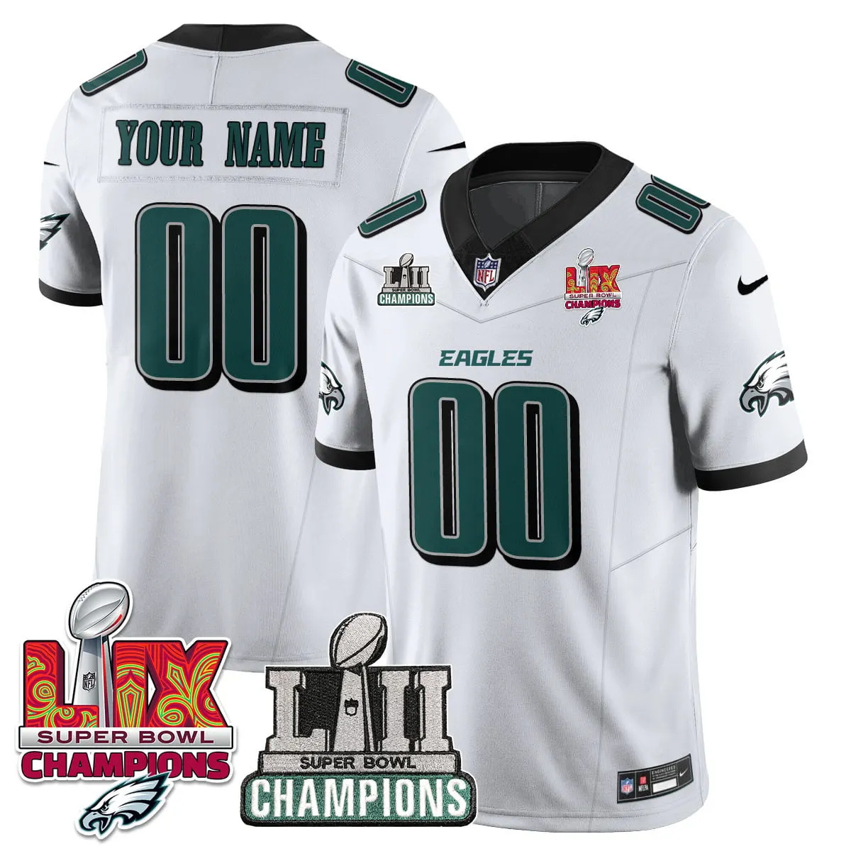 Philadelphia Eagles Nike LII-LIX Super Bowl Champions Vapor Custom Limited Stitched Jersey - LIX Limited Jersey All - Black - Image 5