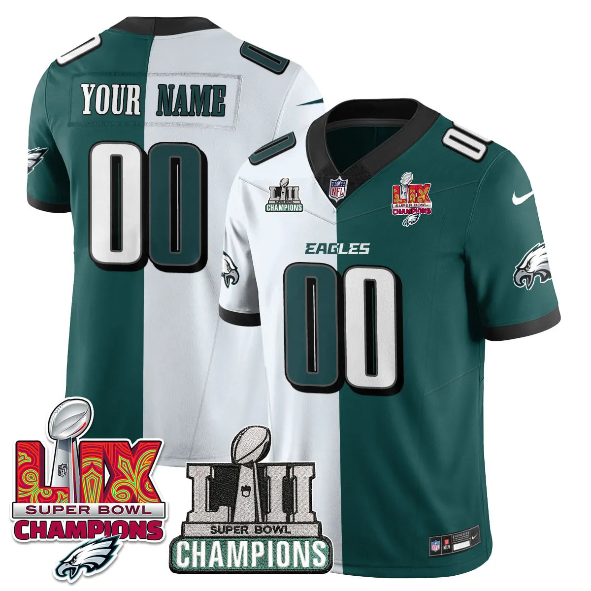 Philadelphia Eagles Nike LII-LIX Super Bowl Champions Vapor Custom Limited Stitched Jersey - LIX Limited Jersey All - Black - Image 4