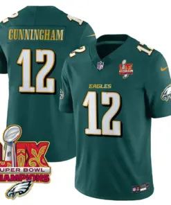 Philadelphia Eagles Nike Gold Trim Super Bowl LIX Champions Vapor Limited Stitched Jersey - Kelly Green - Image 26