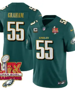 Philadelphia Eagles Nike Gold Trim Super Bowl LIX Champions Vapor Limited Stitched Jersey - Kelly Green - Image 27