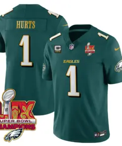 Philadelphia Eagles Nike Gold Trim Super Bowl LIX Champions Vapor Limited Stitched Jersey - Kelly Green - Image 28