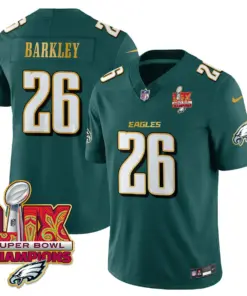 Philadelphia Eagles Nike Gold Trim Super Bowl LIX Champions Vapor Limited Stitched Jersey - Kelly Green
