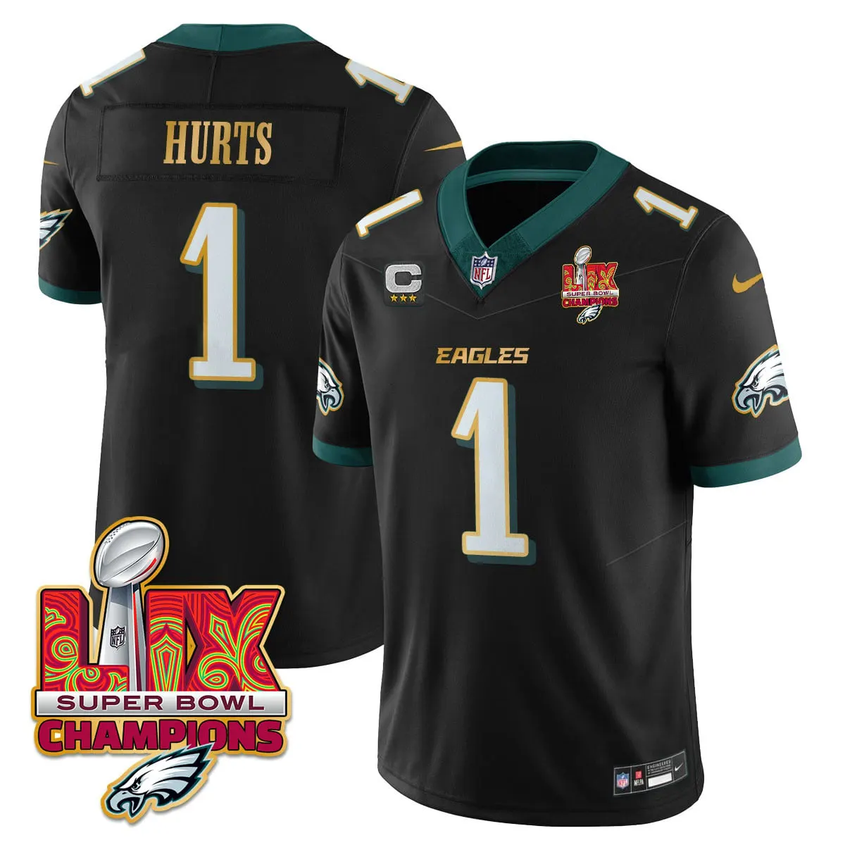 Philadelphia Eagles Nike Gold Trim Super Bowl LIX Champions Vapor Limited Stitched Jersey - Kelly Green - Image 32
