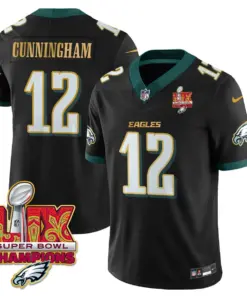Philadelphia Eagles Nike Gold Trim Super Bowl LIX Champions Vapor Limited Stitched Jersey - Kelly Green - Image 31