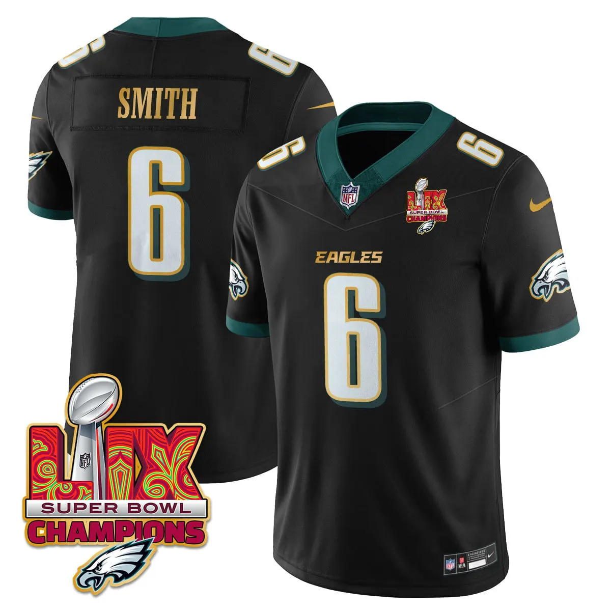 Philadelphia Eagles Nike Gold Trim Super Bowl LIX Champions Vapor Limited Stitched Jersey - Kelly Green - Image 36