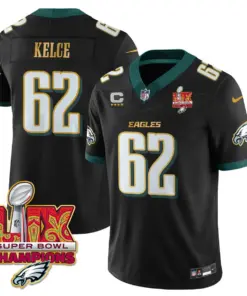 Philadelphia Eagles Nike Gold Trim Super Bowl LIX Champions Vapor Limited Stitched Jersey - Kelly Green - Image 35